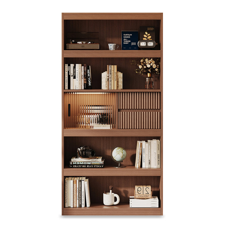 Brown Solid + Manufactured Wood+Glass Display Cases