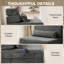 Chaise de sol pliable avec dossier et coussin de soutien lombaire, gris foncé-1050031763