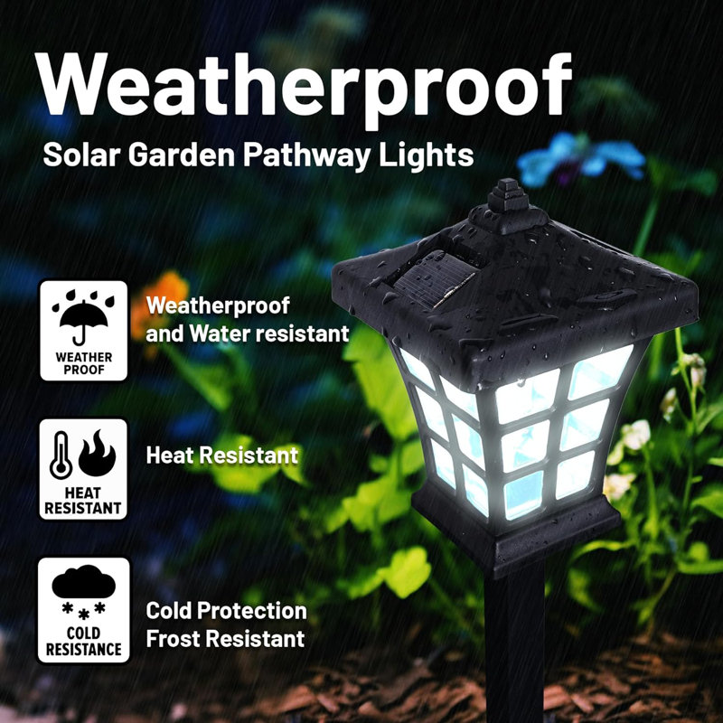 Black Solar LED Pathway Light Pack with Dusk to Dawn Sensor