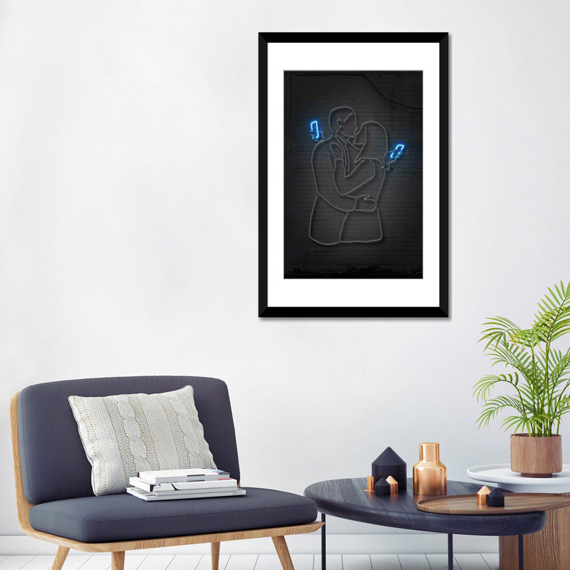 « mobile lovers », impression sur toile, H 32 po x l 24 po x P 1 po, Papier d'art encadré noir, Blanc