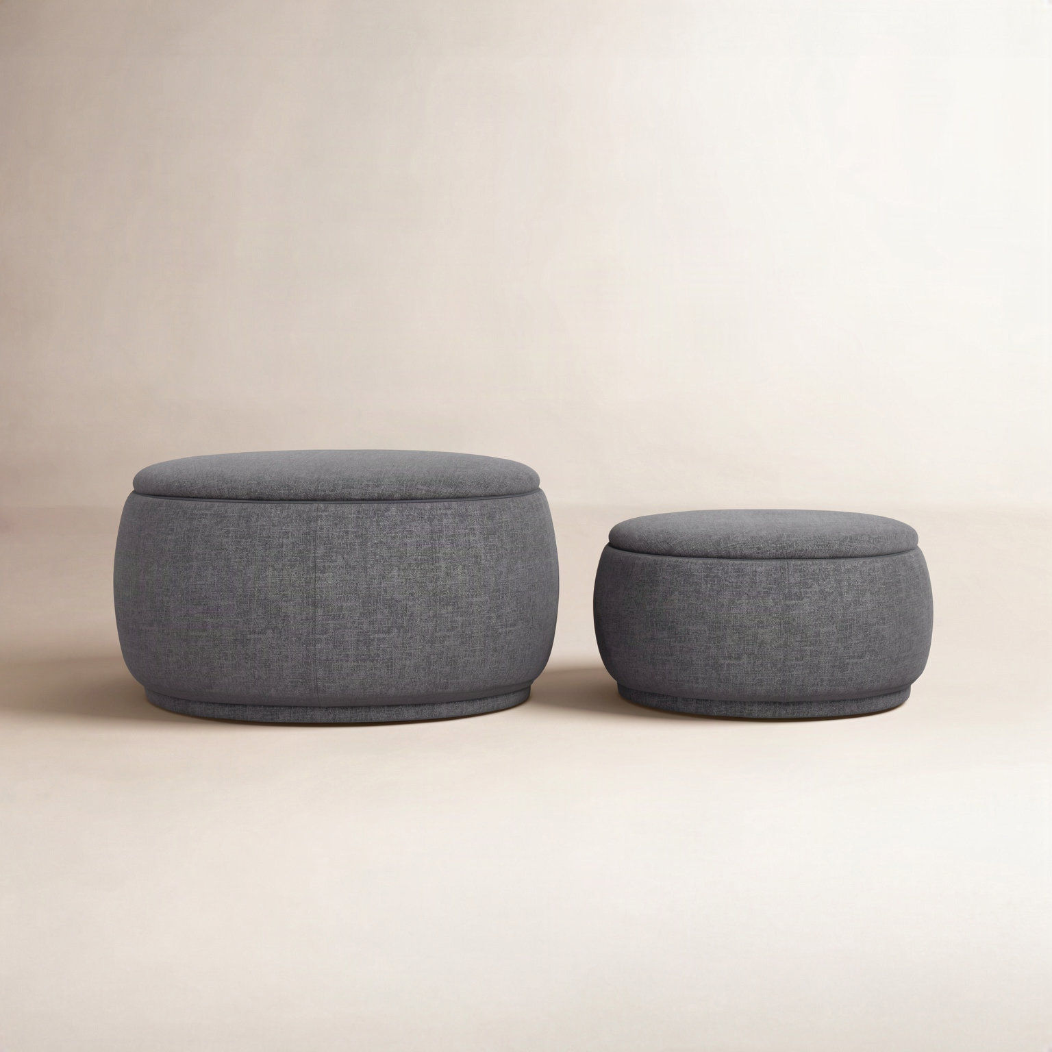 Hoya 34" Ottoman, Joyce Charcoal Performance Basketweave