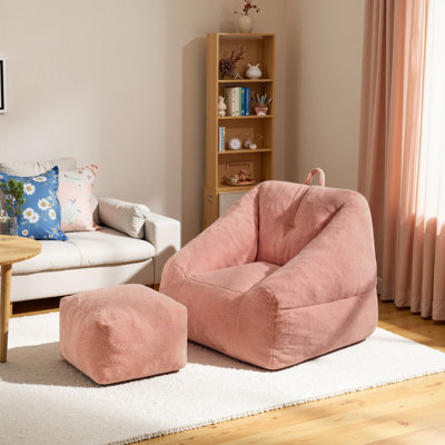 Fauteuil à billes avec repose-pieds en mousse et rembourrage en mousse 38,5 po Compression