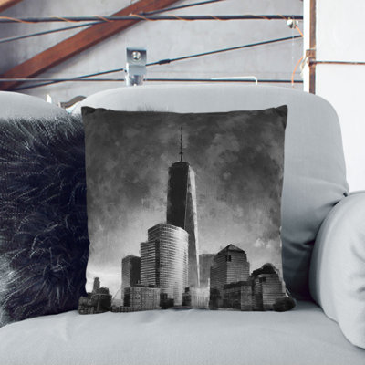 Freedom Tower in New York City Painting Cushion with Filling