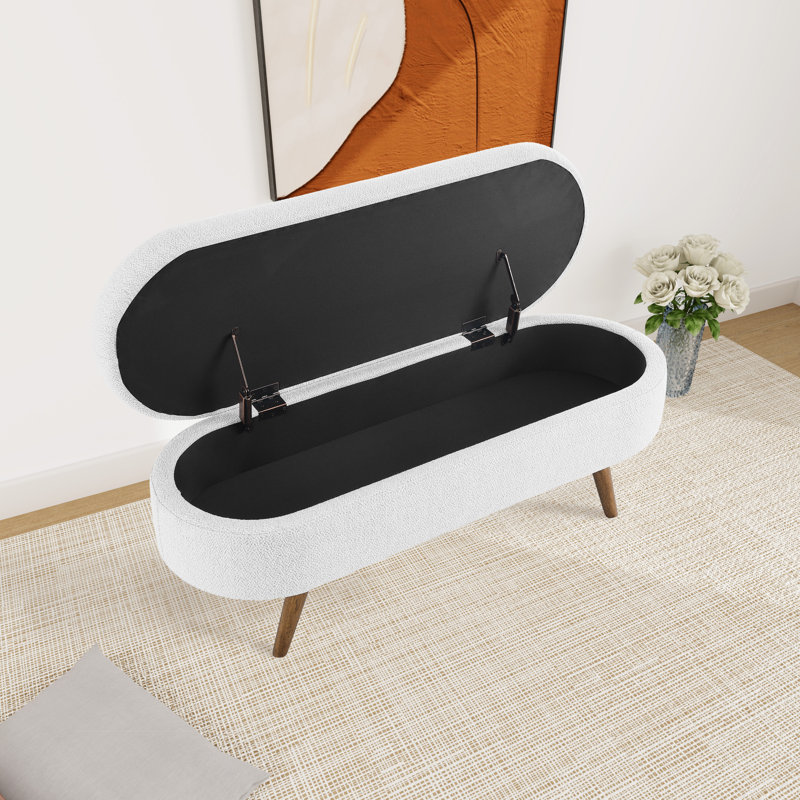 Jolande Upholstered Ottoman, White Linen Blend