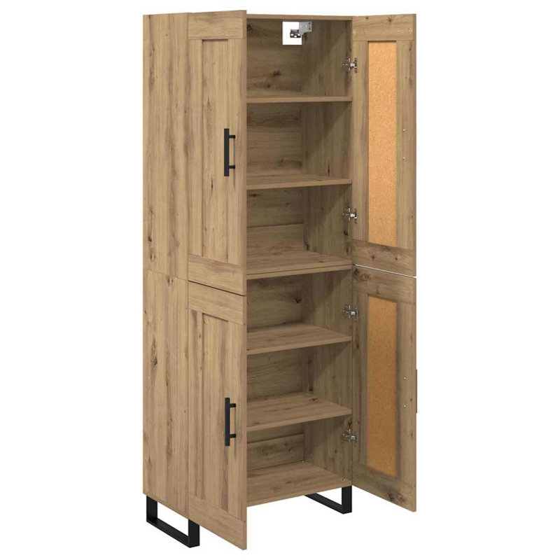  Highboard Old Wood 69.5 X 34 X 180 Cm Engineered Wood, Artisan Oak
