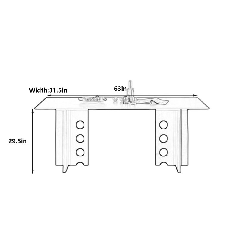 Table de salle à manger style français en marbre, H 29,5 po x L 63 po x l 31,5 po