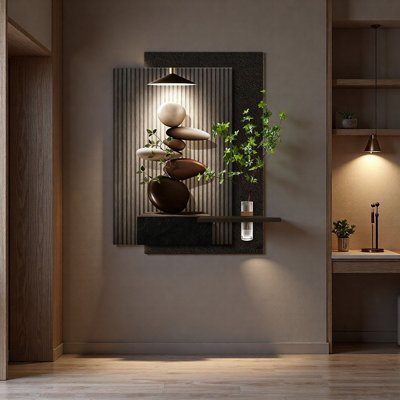 Fortune-Bringing Sandstone Wall Art - Luxury Led Accent Decor For Entryway & Living Room