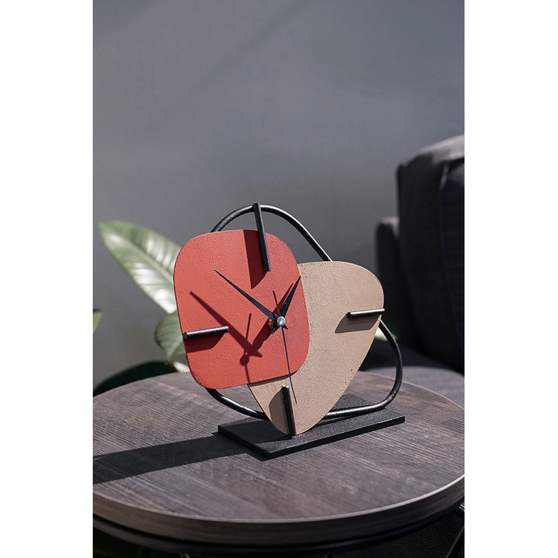 Becknell Elegant Decorative Wall Clock, Tile Red & Brown, 10.2 x 9.8 inches | 100% Metal Construction, Thickness: 0.2 inches | Stylish Home Decor for Living Room, Kitchen, or Office, Unique Design & Durable Quality