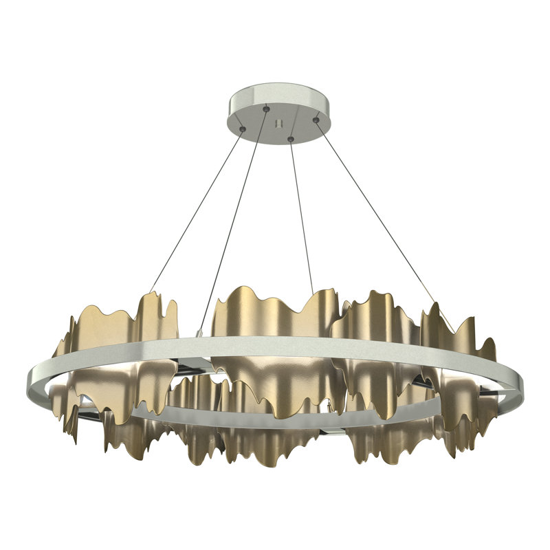 Luminaire suspendu géométrique à 1 lumière Hildene, Argenté, Laiton moderne