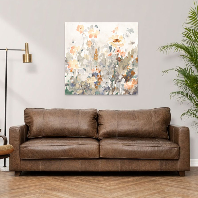 Jardin contemporain d'oasis avec art automnal bleu gris, H 36 po x l 36 po