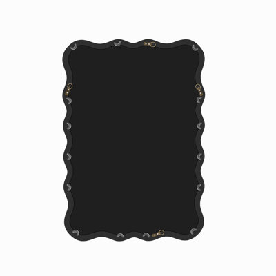 Miroir mural rectangulaire en métal noir de style campagnard, 40 po x 28 po, à bords festonnés, pour la décoration de salle de bain
