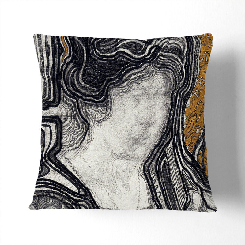 Woman Playing Cello Square Throw Cushion, Black, 40cm H x 40cm W x 15cm D
