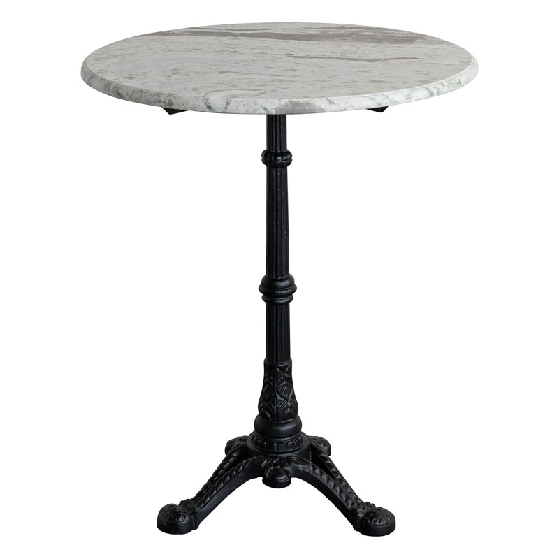 Round Marble Bistro Table with Cast Metal Base