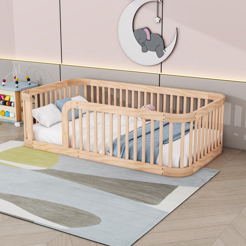 Lit plateforme simple avec structure de plancher, Naturel