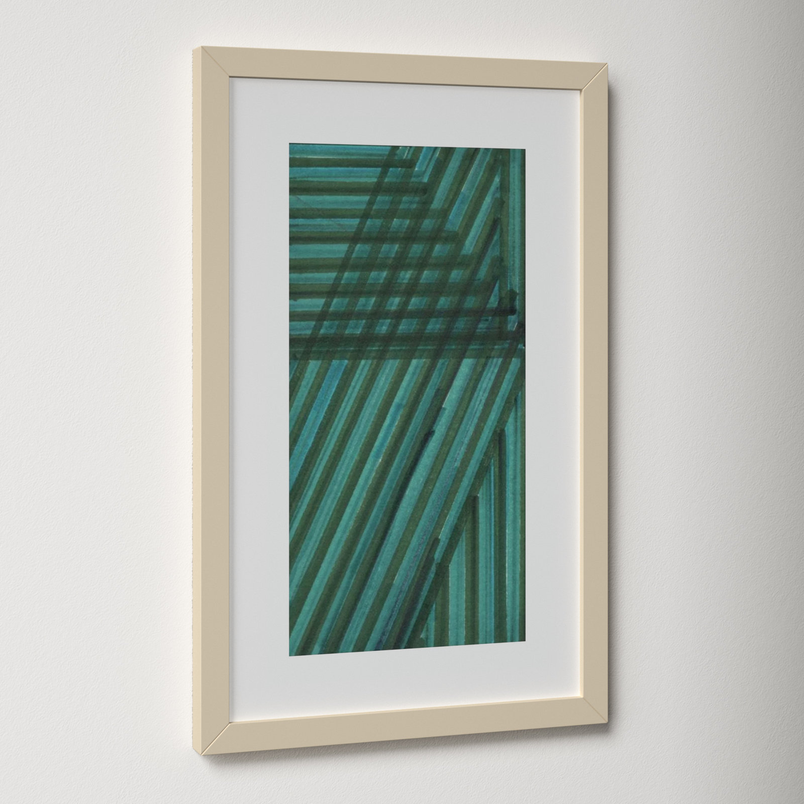 Verona "Line Study Blue" Print, 19.12" H x 12.12" W x 0.88" D, Brown Framed Paper