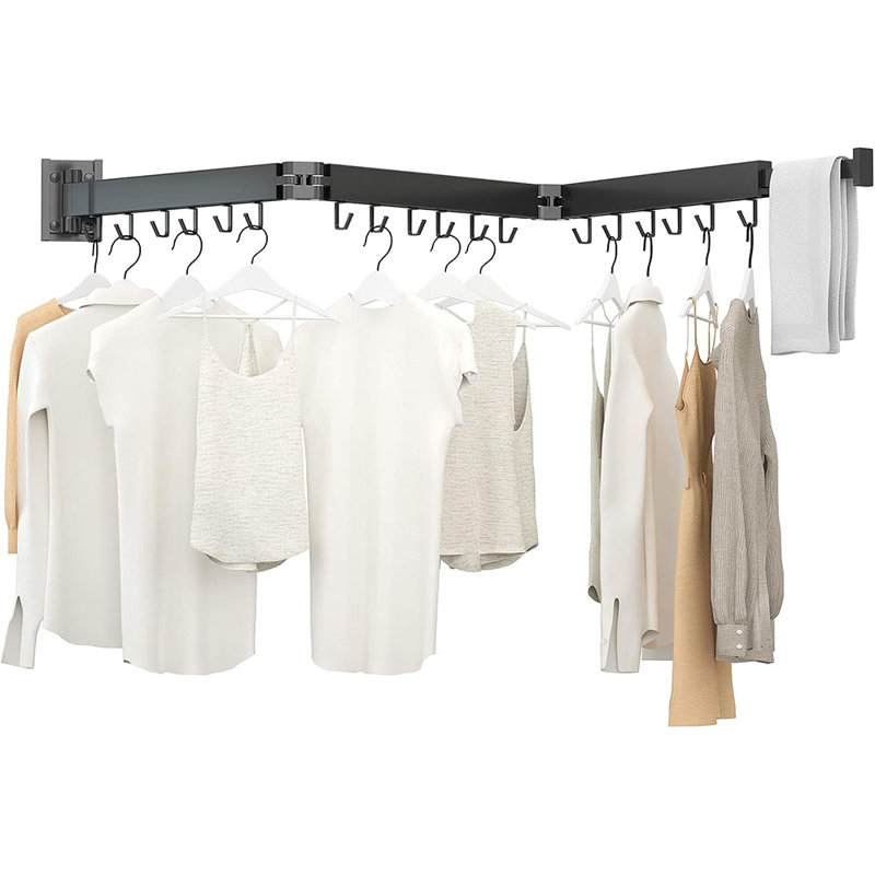 Black Foldable Wall-Mounted Drying Rack, Black