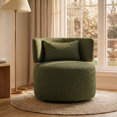 Narissa Swivel Accent Chair with Throw Pillow 