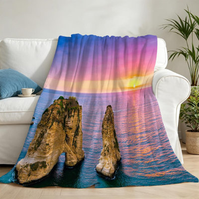 Jeté transparent en flanelle molletonnée très douce, magnifique imprimé d'un seul côté