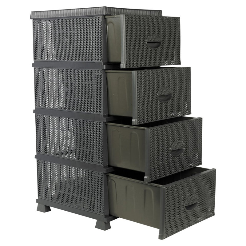 4 Drawer Storage Drawer, Black
