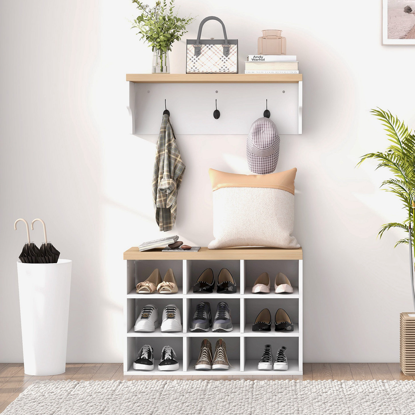 Ebern Designs Innessa 2 Pieces Hall Tree Entryway Hall Tree Shoe