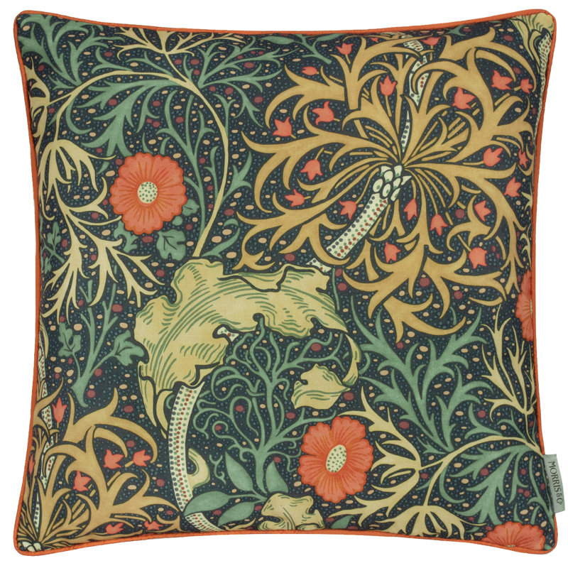 Seaweed Indoor / Outdoor Floral Square Cushion, Blue