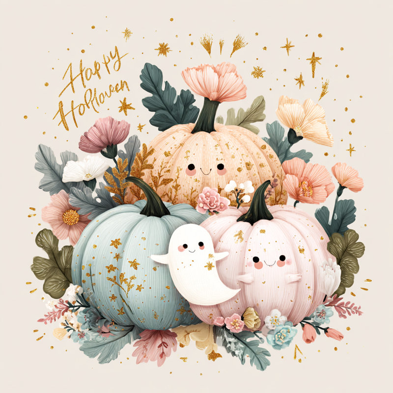 Joyeux Halloween, amis de citrouille sur toile tendue, H 40 po x l 40 po