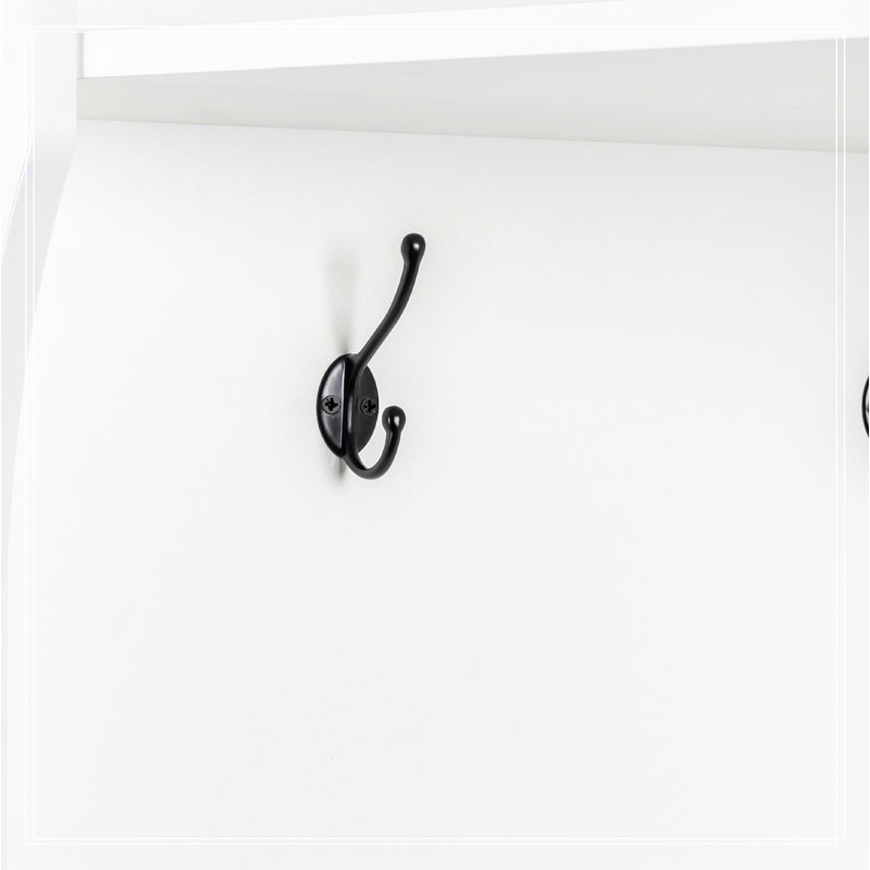 Minimalist Corner Hall Tree with Shoe Bench, Versatile Entryway Coat Rack with 4 Hooks, Corner Cabinet with Adjustable Shelf for Hallway, Living Room, 29.5''W*71.6''H
