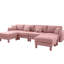 4 places en tissu bouclé rose, en forme de U avec coussins de dossier en forme de coquillage et de dossier moelleux, repose-pieds à ressorts-797994920