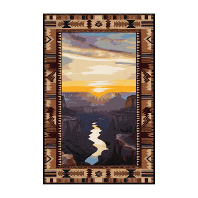 Washable Sunset Over Canyonlands Southwestern Area Rug