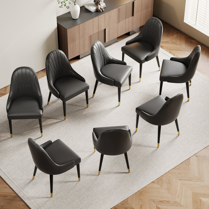 Chaise d'appoint rembourrée en similicuir Frania, Noir, 8