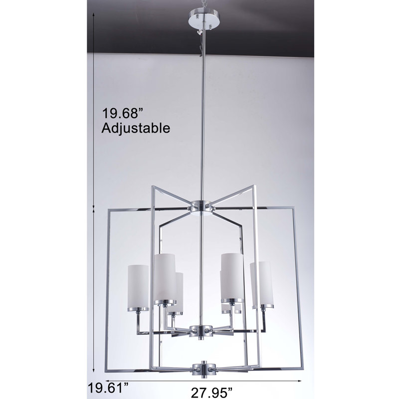 Riva Frosted Glass & Polished Chrome Chandelier