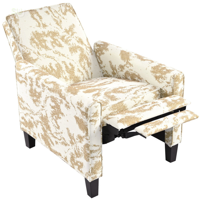 Fauteuil inclinable moderne avec positions réglables et pieds en bois, Blanc / jaune