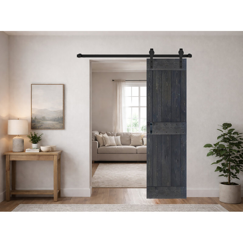 Porte de grange coulissante à finition couleur H Series avec quincaillerie à assembler requise, 28 po x 90 po, Gris foncé