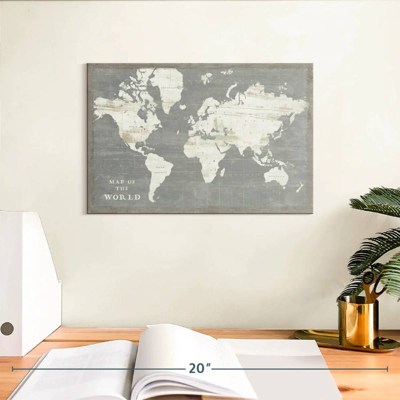 Carte du monde de l'ardoise Aliaz, H 8 po x l 12 po