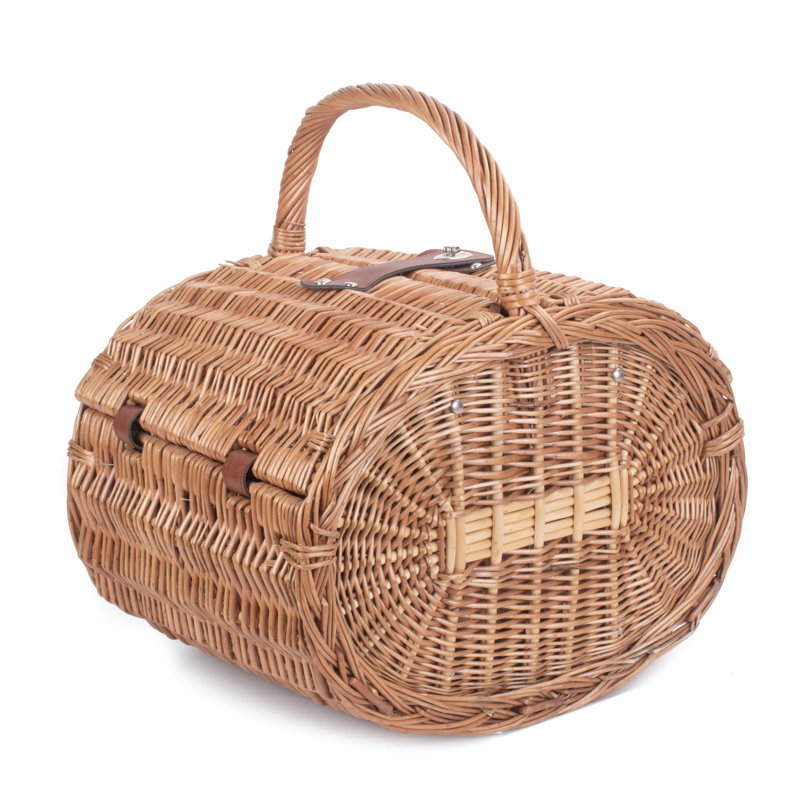 Wicker Oval 4 Person Tweed Effect Fitted Picnic Hamper
