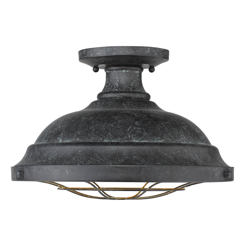 Skye Steel Semi Flush Mount, Black Patina