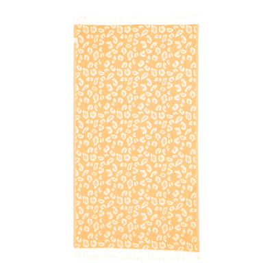  Reversible Leopard Print Beach Towel, 100% Cotton, Sand Resistant Peshtemal, Thin & Absorbent, 69” x 38”