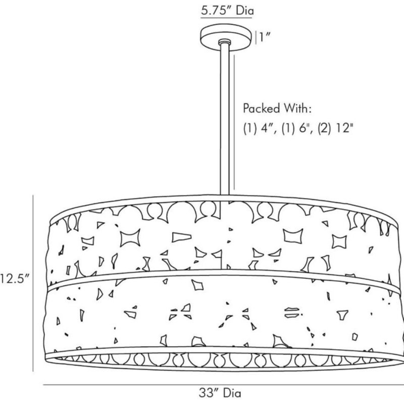 Lustre cylindrique clair avec abat-jour en verre, H 12 po x l 51 po x P 51 po, Or brossé, Limpide