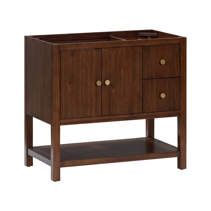 Zoe 36" Walnut Single Vanity with Matte Gold Hardware