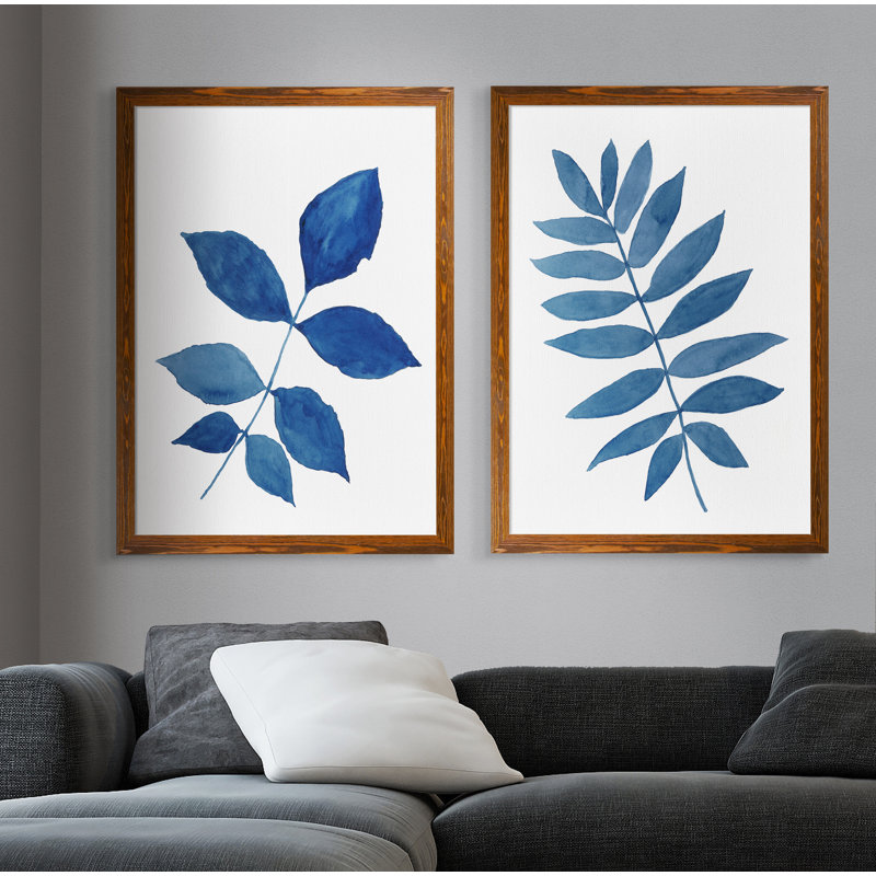 « indigo botanica v » par vincent van gogh-2 pièces, ensemble de 2 reproductions d’art sur image, Toile avec cadre érable