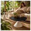 Ensemble de 2 tables basses rondes avec dessus en noyer et bases en forme de sablier blanc-1214556699-1214556694