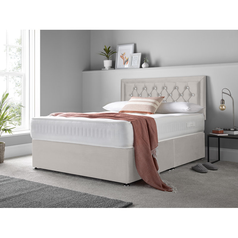 Macungie Divan Bed Set, Silver, Double (4'6), 4 Drawers