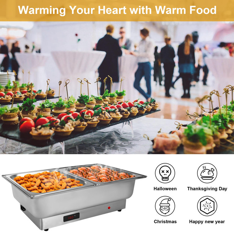 The Party Aisle™ Commercial Electric Chafing Dish Buffet 7.4 Qt Countertop Food  Warmer Steam Table Pan Stainless