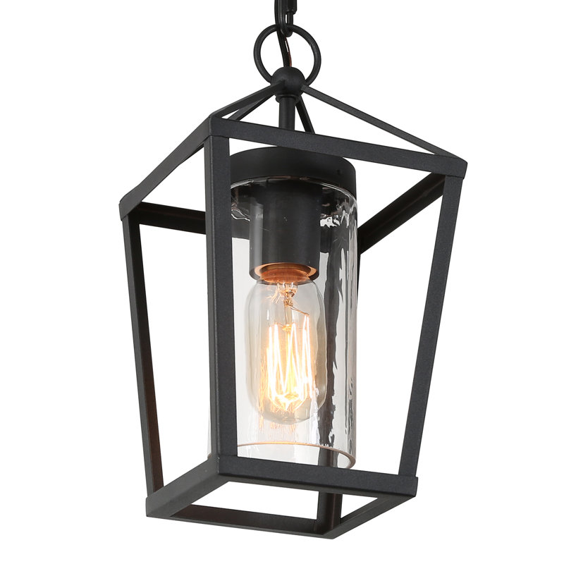 Daxson 1-Bulb 11'' H Mini Geometric Dimmable Outdoor Hanging Pendant Lantern