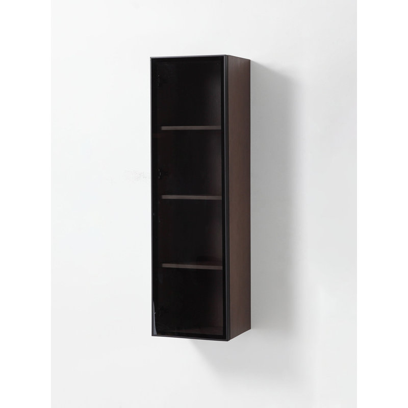 Luce 13" Wall-Mounted Side Cabinet, Chestnut Oak/Matte Black