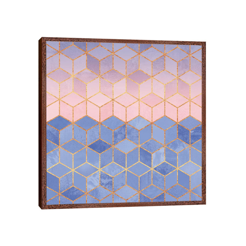 Rose Quartz and Serenity Cubes 1 Piece Floater Frame Wall Art on Canvas, 45.72 cm H x 45.72 cm W, Brown Framed