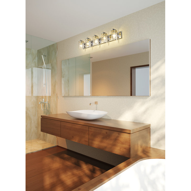 Éclairage de salle de bain à intensité variable 5 lumières Goodlett Crescio, Chrome