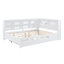 Wooden Full Size Daybed With Twin Size Trundle, Daybed With Storage Shelf And USB Charging Ports,White