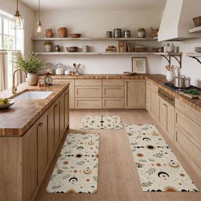 Botanical Faces Non-Slip Washable Kitchen Mats