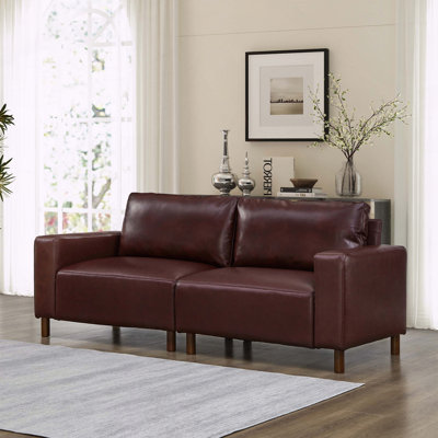 Grande causeuse en similicuir au design moderne Mid-Century